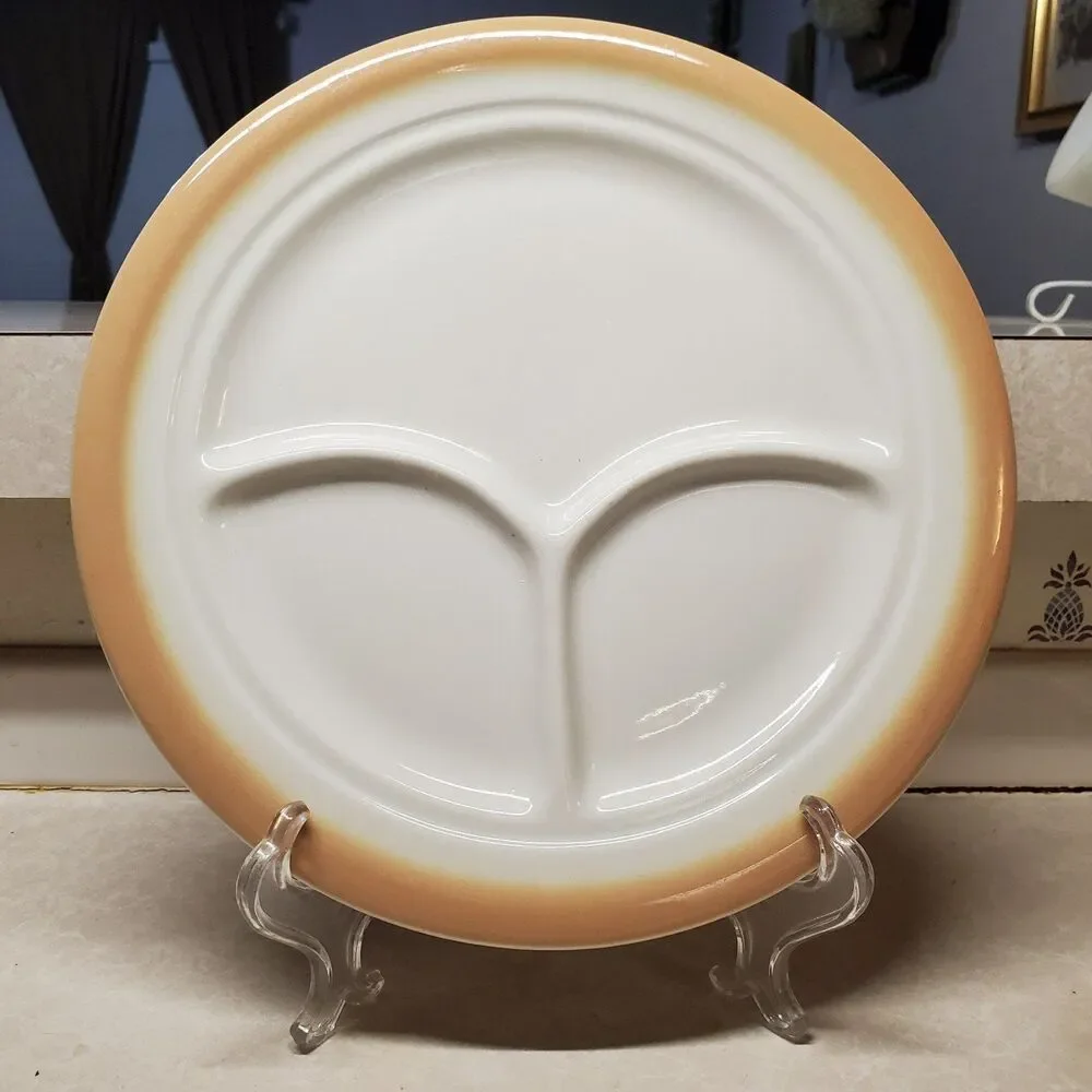 Shenango China USA Divided Grill Rim-Rol Dinner Plate 9 1/2